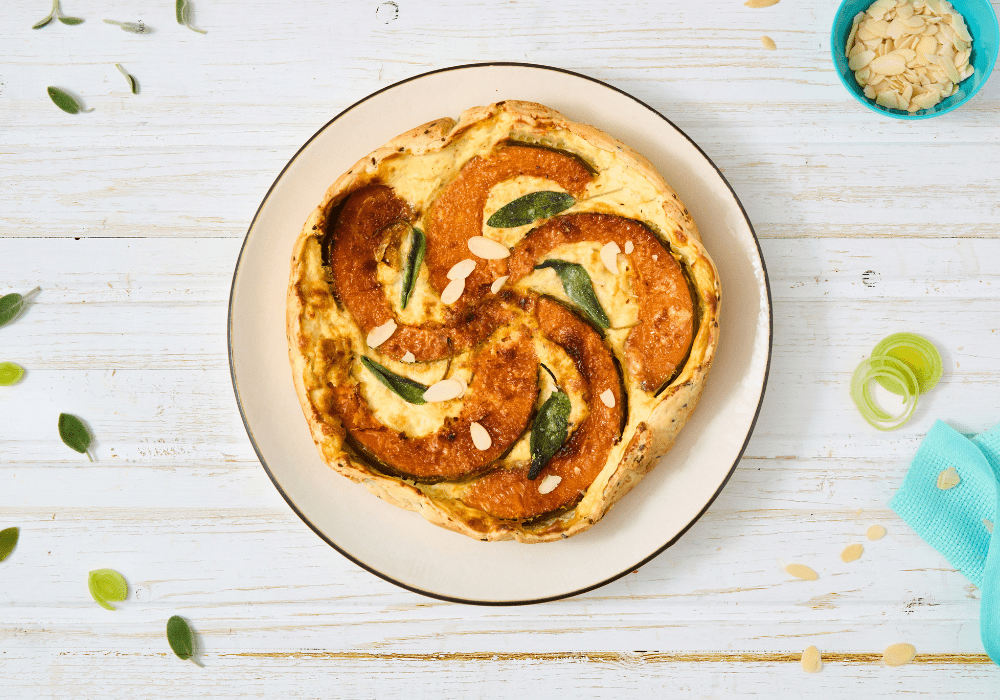 Torta salata con ripieno zucca e porri